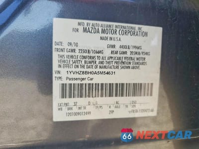 Zdjęcie 13 z 13 samochodu: 2010 MAZDA 6 I VIN:1YVHZ8BH0A5M54631 - miniatura