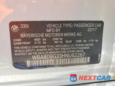 Zdjęcie 13 z 13 samochodu: 2017 BMW 330 XI VIN:WBA8D9G33HNU62267 - miniatura
