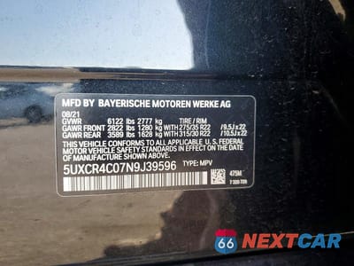 Zdjęcie 13 z 13 samochodu: 2022 BMW X5 SDRIVE 40I VIN:5UXCR4C07N9J39596 - miniatura