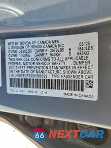 Zdjęcie 13 z 13 samochodu: 2025 HONDA CIVIC SPORT VIN:2HGFE2F59SH588829 - miniatura