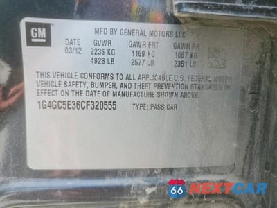 Zdjęcie 13 z 13 samochodu: 2012 BUICK LACROSSE VIN:1G4GC5E36CF320555 - miniatura