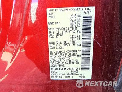 Zdjęcie 12 z 12 samochodu: 2018 NISSAN FRONTIER SV VIN:1N6AD0EV0JN704181 - miniatura