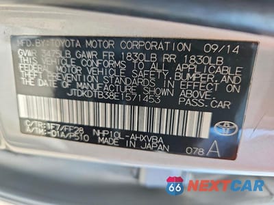 Zdjęcie 12 z 12 samochodu: 2014 TOYOTA PRIUS VIN:JTDKDTB38E1571453 - miniatura