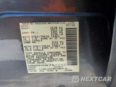 Zdjęcie 13 z 13 samochodu: 2016 NISSAN FRONTIER SV VIN:1N6AD0EV2GN787752 - miniatura