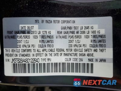 Zdjęcie 13 z 13 samochodu: 2008 MAZDA CX-9 VIN:JM3TB28A480122640 - miniatura