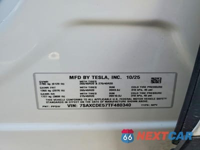 Zdjęcie 12 z 12 samochodu: 2026 TESLA MODEL X VIN:7SAXCDE57TF480340 - miniatura