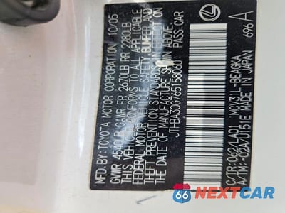 Zdjęcie 12 z 12 samochodu: 2006 LEXUS ES 330 VIN:JTHBA30G765158060 - miniatura