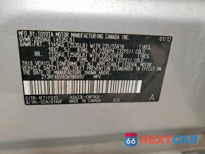 Zdjęcie 14 z 14 samochodu: 2012 TOYOTA RAV4 SPORT VIN:2T3RF4DVXCW186892 - miniatura