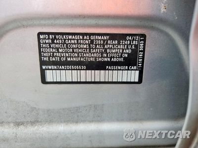 Zdjęcie 12 z 12 samochodu: 2013 VOLKSWAGEN CC SPORT VIN:WVWBN7AN2DE505530 - miniatura
