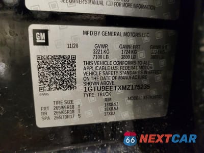 Zdjęcie 12 z 12 samochodu: 2021 GMC SIERRA K1500 AT4 VIN:1GTU9EETXMZ175235 - miniatura