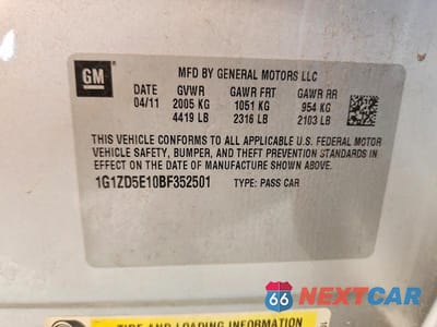 Zdjęcie 13 z 13 samochodu: 2011 CHEVROLET MALIBU 2LT VIN:1G1ZD5E10BF352501 - miniatura