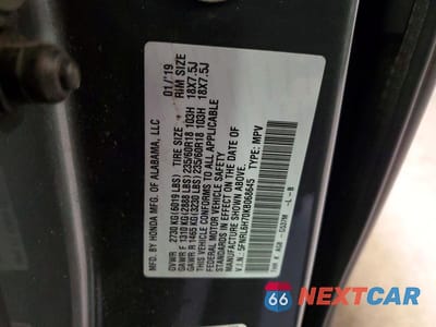 Zdjęcie 13 z 13 samochodu: 2019 HONDA ODYSSEY EXL VIN:5FNRL6H70KB068645 - miniatura
