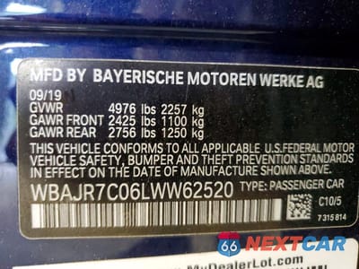 Zdjęcie 12 z 12 samochodu: 2020 BMW 530 XI VIN:WBAJR7C06LWW62520 - miniatura