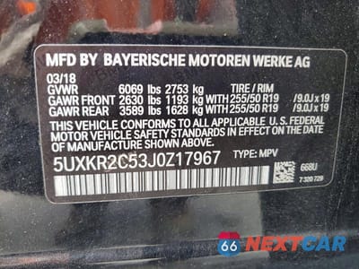 Zdjęcie 13 z 13 samochodu: 2018 BMW X5 SDRIVE35I VIN:5UXKR2C53J0Z17967 - miniatura