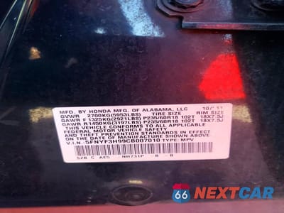 Zdjęcie 13 z 13 samochodu: 2012 HONDA PILOT TOURING VIN:5FNYF3H99CB007010 - miniatura