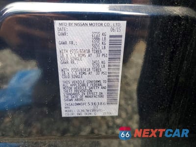 Zdjęcie 12 z 12 samochodu: 2015 INFINITI QX60 BASE VIN:5N1AL0MM3FC536386 - miniatura