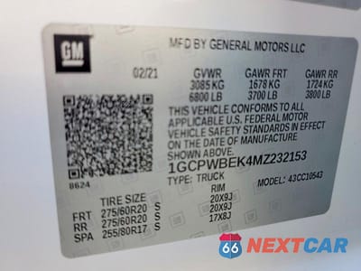 Zdjęcie 12 z 12 samochodu: 2021 CHEVROLET SILVERADO C1500 CUSTOM VIN:1GCPWBEK4MZ232153 - miniatura
