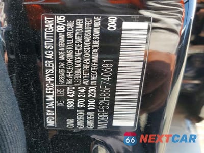 Zdjęcie 12 z 12 samochodu: 2006 MERCEDES-BENZ C 230 VIN:WDBRF52H86F740681 - miniatura