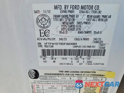 Zdjęcie 12 z 12 samochodu: 2013 FORD F150 SUPERCREW VIN:1FTFW1ET5DFA63065 - miniatura