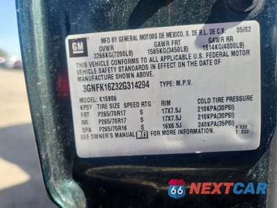 Zdjęcie 13 z 13 samochodu: 2002 CHEVROLET SUBURBAN K1500 VIN:3GNFK16Z32G314294 - miniatura