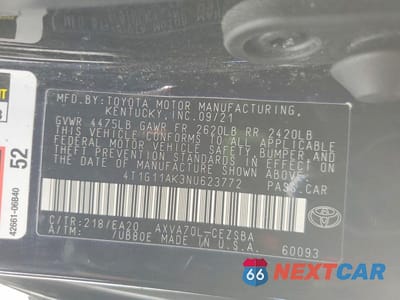 Zdjęcie 12 z 12 samochodu: 2022 TOYOTA CAMRY SE VIN:4T1G11AK3NU623772 - miniatura