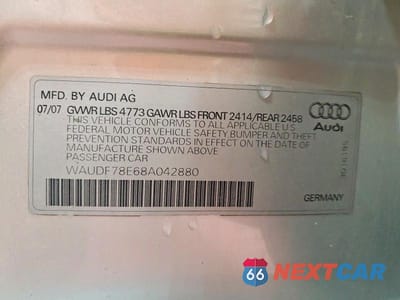 Zdjęcie 12 z 12 samochodu: 2008 AUDI A4 2.0T QUATTRO VIN:WAUDF78E68A042880 - miniatura