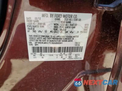Zdjęcie 13 z 13 samochodu: 2012 FORD EDGE LIMITED VIN:2FMDK4KC7CBA89591 - miniatura