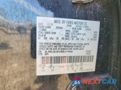 Zdjęcie 13 z 13 samochodu: 2011 LINCOLN MKX VIN:2LMDJ8JKXBBJ11640 - miniatura