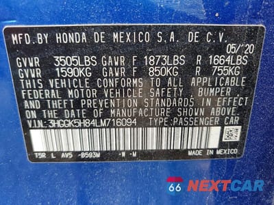 Zdjęcie 12 z 12 samochodu: 2020 HONDA FIT EX VIN:3HGGK5H84LM716094 - miniatura