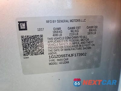 Zdjęcie 12 z 12 samochodu: 2018 CHEVROLET MALIBU LT VIN:1G1ZD5ST4JF173902 - miniatura
