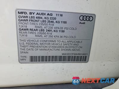 Zdjęcie 13 z 13 samochodu: 2017 AUDI Q3 PREMIUM VIN:WA1ECCFS0HR010021 - miniatura