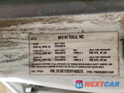 Zdjęcie 12 z 12 samochodu: 2019 TESLA MODEL 3 VIN:5YJ3E1EB2KF469576 - miniatura