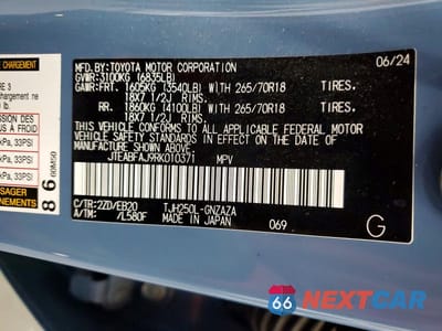 Zdjęcie 12 z 12 samochodu: 2024 TOYOTA LAND CRUISER BASE VIN:JTEABFAJ9RK010371 - miniatura