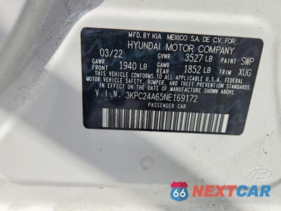 Zdjęcie 13 z 13 samochodu: 2022 HYUNDAI ACCENT SE VIN:3KPC24A65NE169172 - miniatura