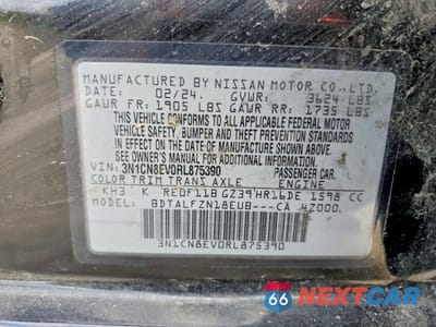 Zdjęcie 12 z 12 samochodu: 2024 NISSAN VERSA SV VIN:3N1CN8EV0RL875390 - miniatura