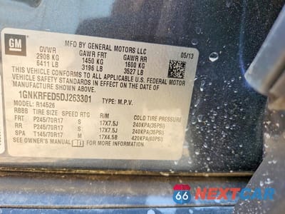 Zdjęcie 12 z 12 samochodu: 2013 CHEVROLET TRAVERSE LS VIN:1GNKRFED5DJ263301 - miniatura