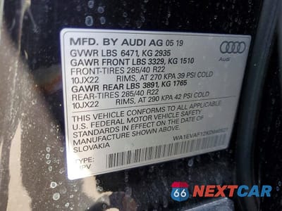 Zdjęcie 13 z 13 samochodu: 2019 AUDI Q8 PREMIUM PLUS S-LINE VIN:WA1EVAF12KD040521 - miniatura