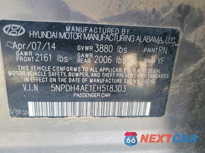 Zdjęcie 12 z 12 samochodu: 2014 HYUNDAI ELANTRA SE VIN:5NPDH4AE1EH518303 - miniatura
