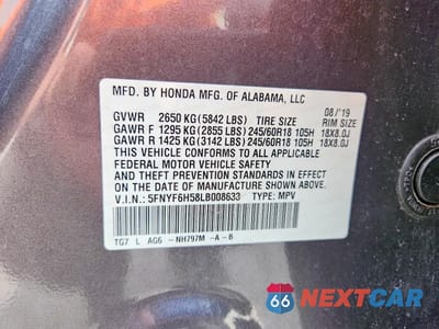 Zdjęcie 13 z 13 samochodu: 2020 HONDA PILOT EXL VIN:5FNYF6H58LB008633 - miniatura