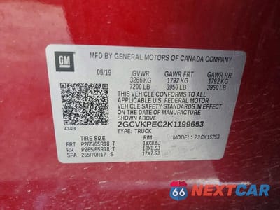 Zdjęcie 12 z 12 samochodu: 2019 CHEVROLET SILVERADO LD K1500 LT VIN:2GCVKPEC2K1199653 - miniatura