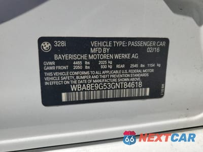 Zdjęcie 12 z 12 samochodu: 2016 BMW 328 I SULEV VIN:WBA8E9G53GNT84618 - miniatura