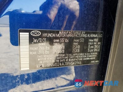 Zdjęcie 13 z 13 samochodu: 2023 HYUNDAI SANTA FE SEL VIN:5NMS24AJ1PH542946 - miniatura