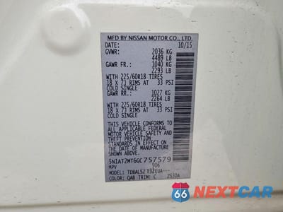 Zdjęcie 13 z 13 samochodu: 2016 NISSAN ROGUE SL VIN:5N1AT2MT6GC757579 - miniatura