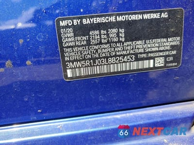 Zdjęcie 12 z 12 samochodu: 2020 BMW 330I VIN:3MW5R1J03L8B25453 - miniatura
