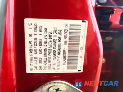 Zdjęcie 12 z 12 samochodu: 2007 HONDA ACCORD EX VIN:1HGCM56897A085521 - miniatura