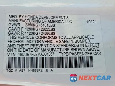 Zdjęcie 12 z 12 samochodu: 2021 ACURA TLX VIN:19UUB7F02MA001857 - miniatura