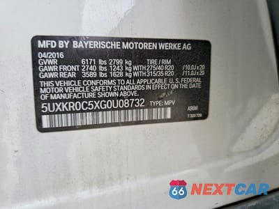 Zdjęcie 13 z 13 samochodu: 2016 BMW X5 XDRIVE35I VIN:5UXKR0C5XG0U08732 - miniatura