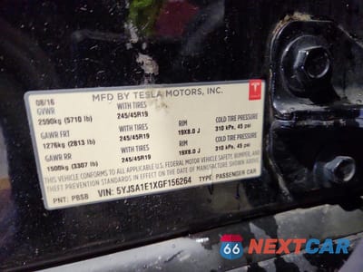 Zdjęcie 12 z 12 samochodu: 2016 TESLA MODEL S VIN:5YJSA1E1XGF156264 - miniatura