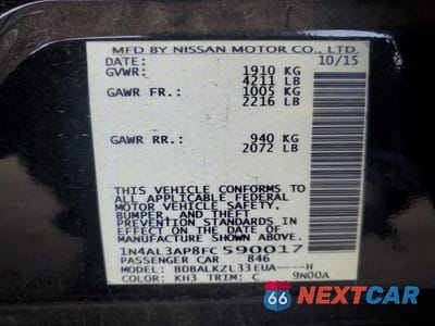 Zdjęcie 12 z 12 samochodu: 2015 NISSAN ALTIMA 2.5 SV VIN:1N4AL3AP8FC590017 - miniatura