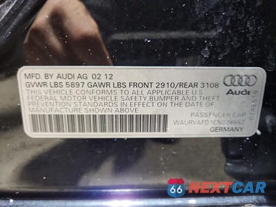 Zdjęcie 13 z 13 samochodu: 2012 AUDI A8 L QUATTRO VIN:WAURVAFD1CN028662 - miniatura